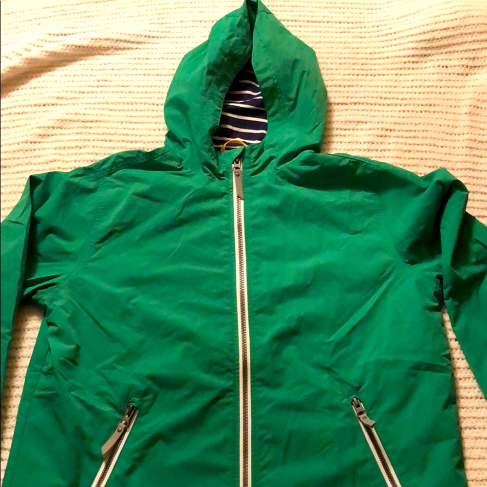 Hanna Andersson Green Navy Blue Windbreaker Water Resistant Jacket Coat 12 150